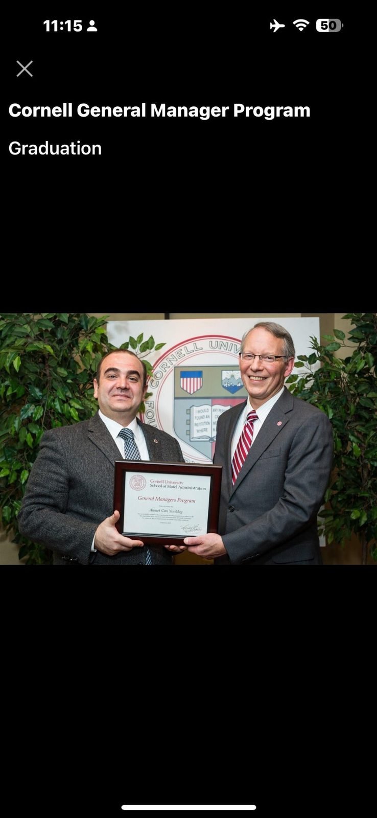 Ahmet Can Yesildag — Cornell University General Managers Program Graduation